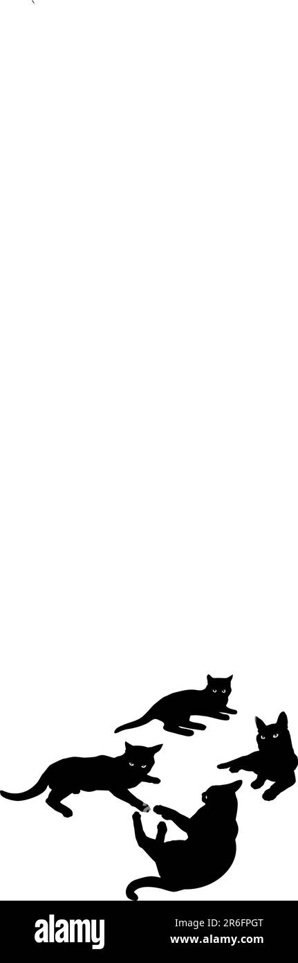 Siluet scuri di gatti, in diverse posizioni. Realizzato con Adobe Illustrator x4 Illustrazione Vettoriale