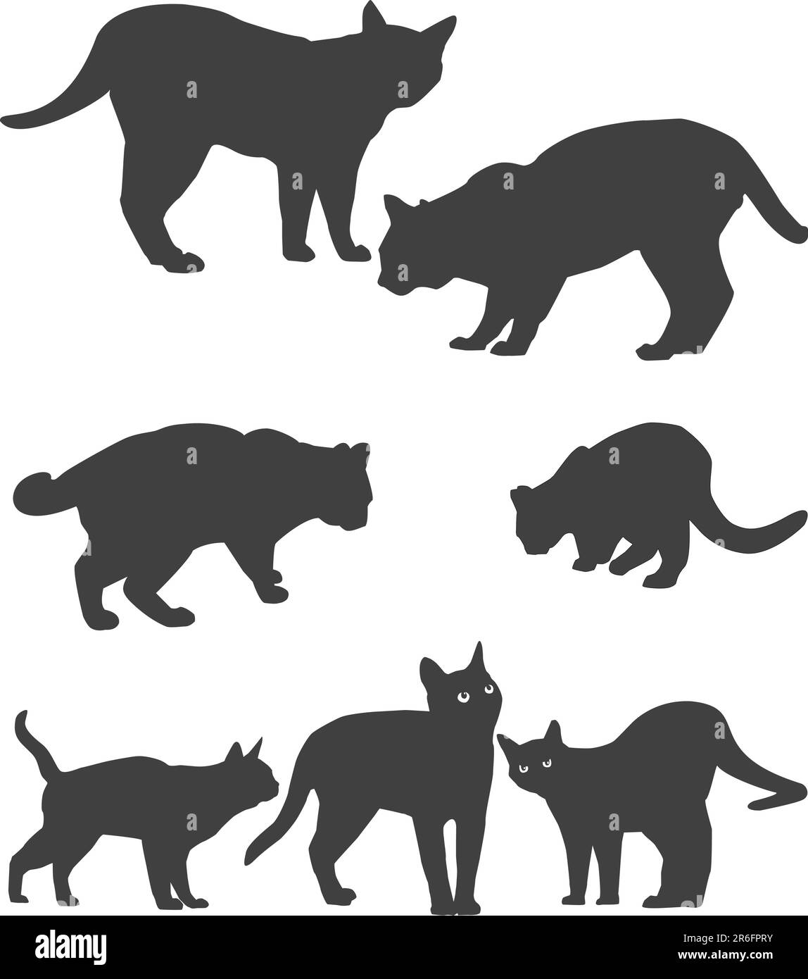 Siluet scuri di gatti, in diverse posizioni. Realizzato con Adobe Illustrator x4 Illustrazione Vettoriale