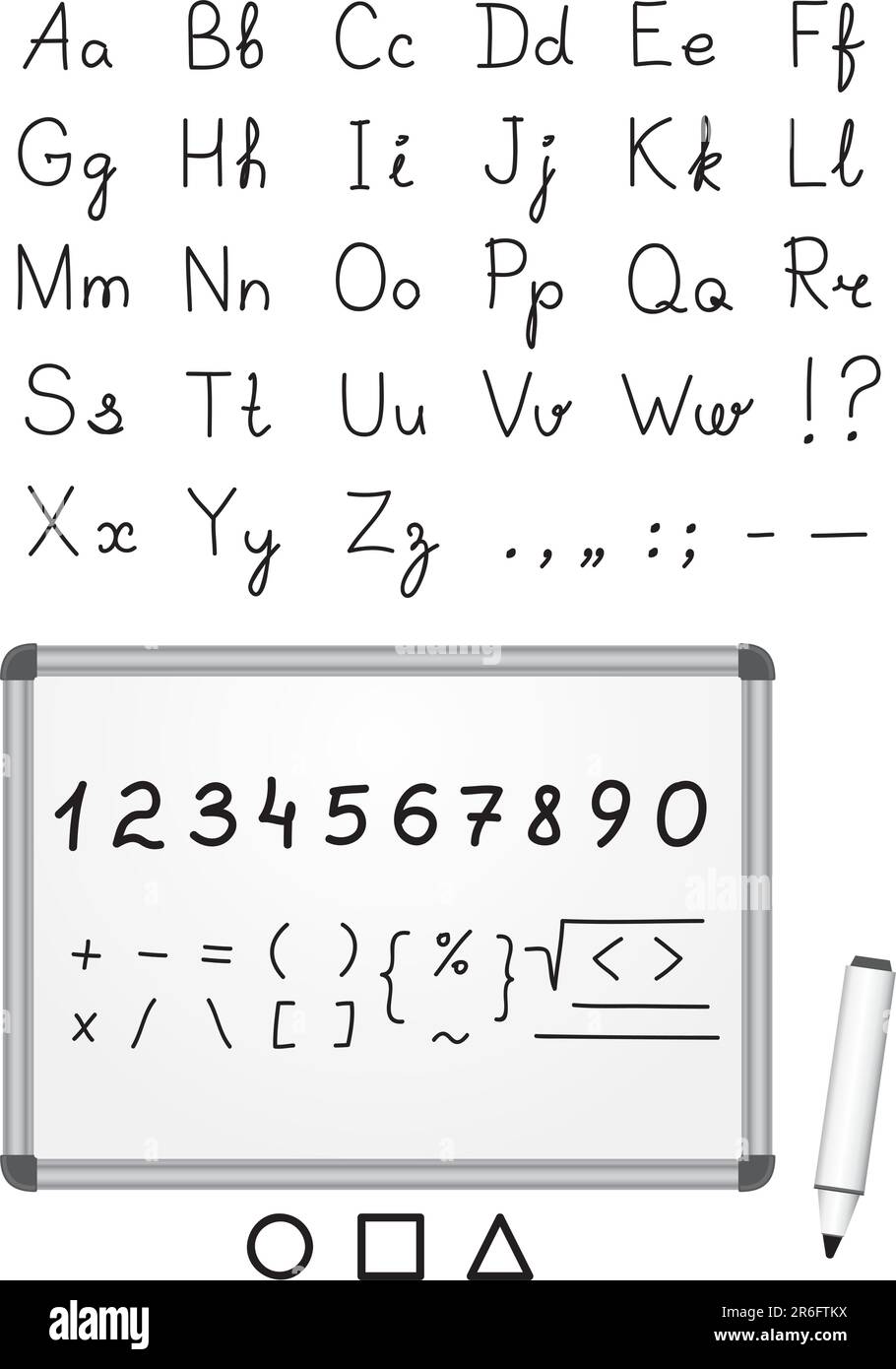 Font scritto da un marcatore in un campo magnetico di marcatore bianco bordo Illustrazione Vettoriale