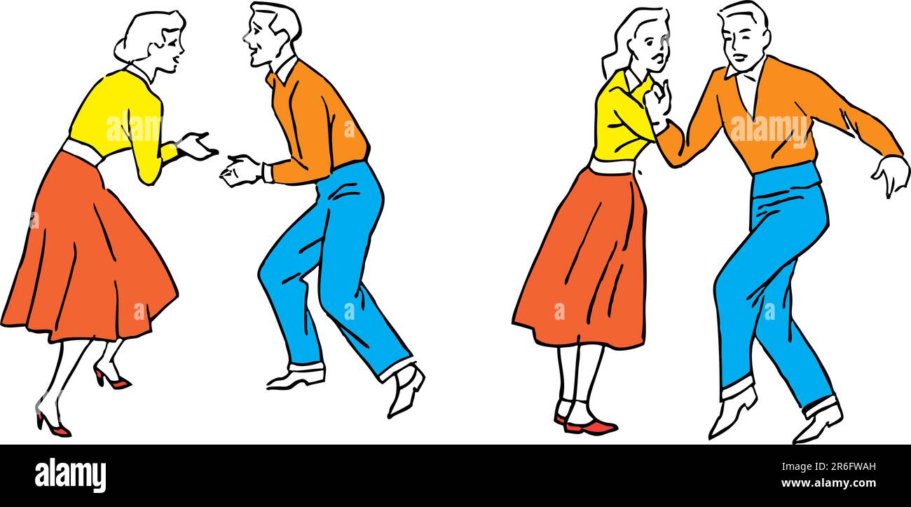 Ballerini adolescenti anni '50 Illustrazione Vettoriale