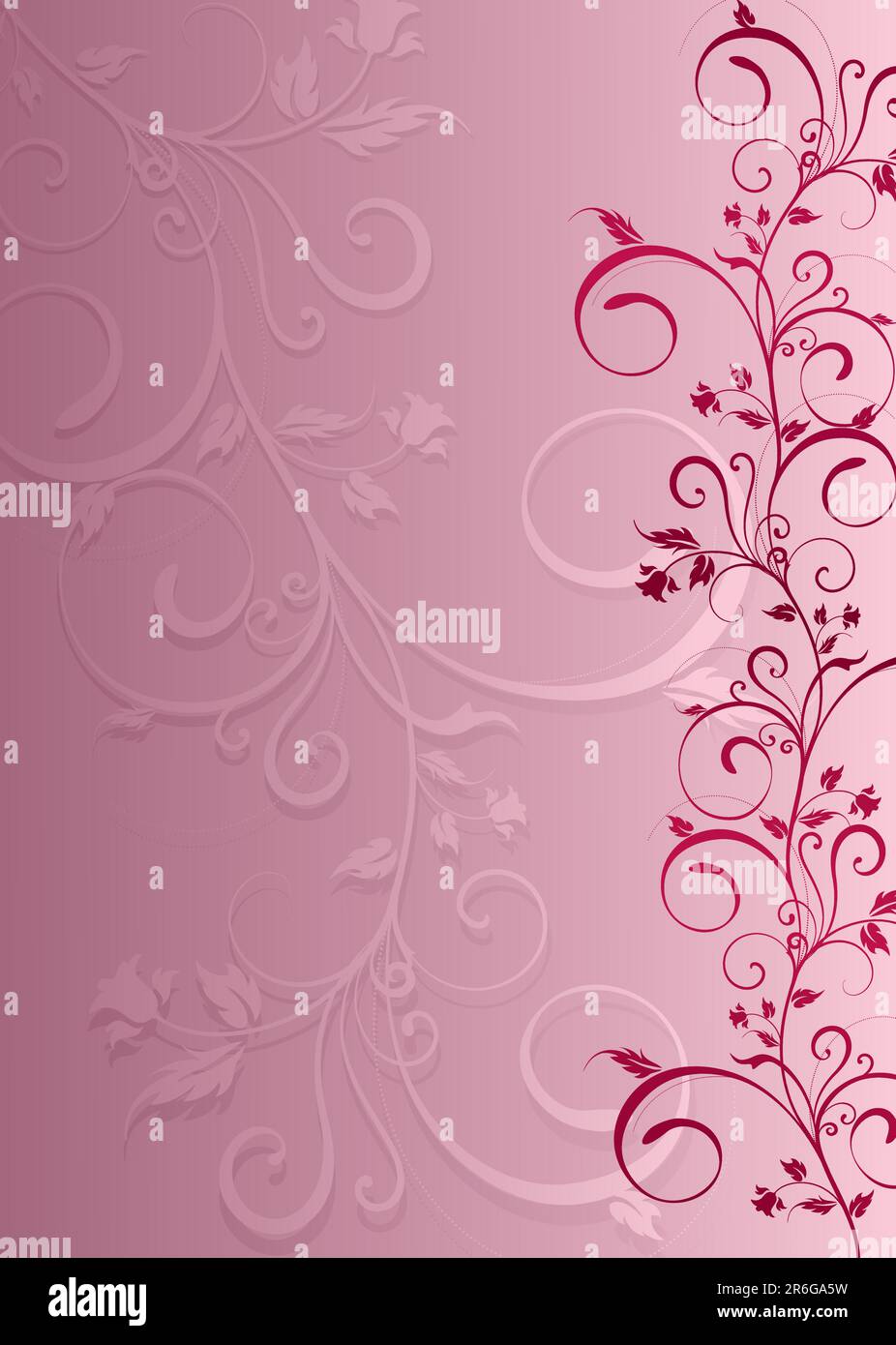 branch è rosa con un campanello e spirali su uno sfondo abstroktnom Illustrazione Vettoriale