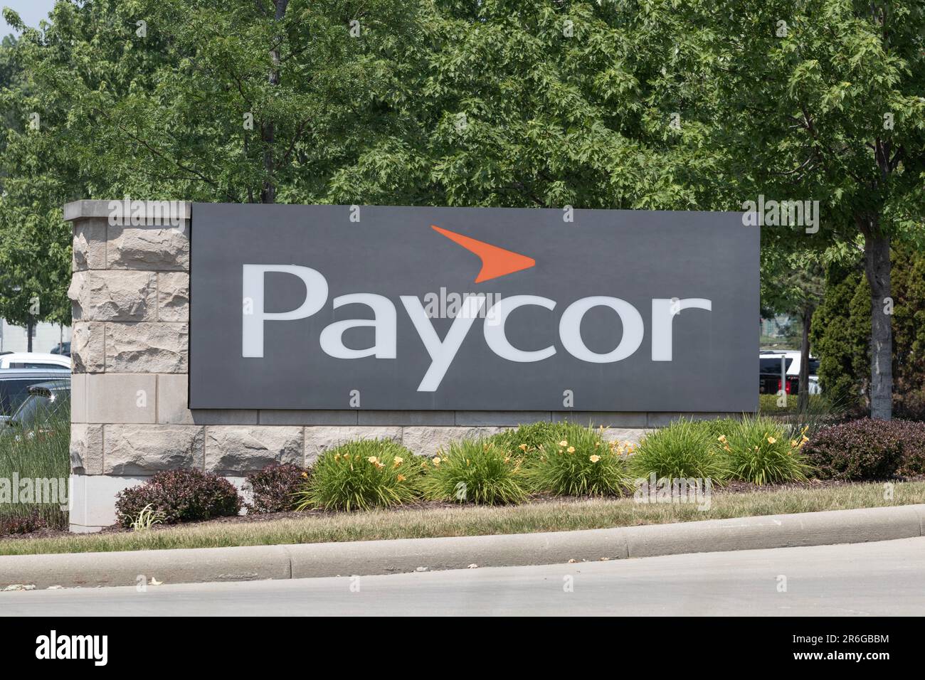 Cincinnati - 8 giugno 2023: Sede globale di Paycor. Paycor HCM fornisce soluzioni SaaS (Software as a Service). Foto Stock