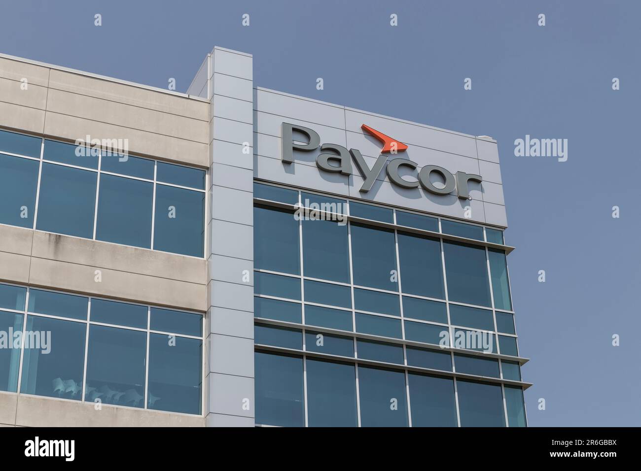 Cincinnati - 8 giugno 2023: Sede globale di Paycor. Paycor HCM fornisce soluzioni SaaS (Software as a Service). Foto Stock