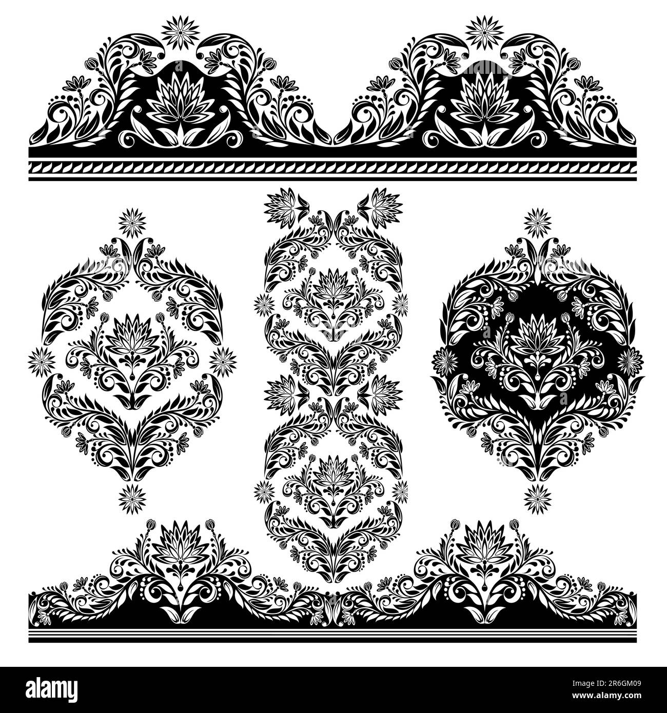 Imposta da cornice nera su sfondo bianco Illustrazione Vettoriale