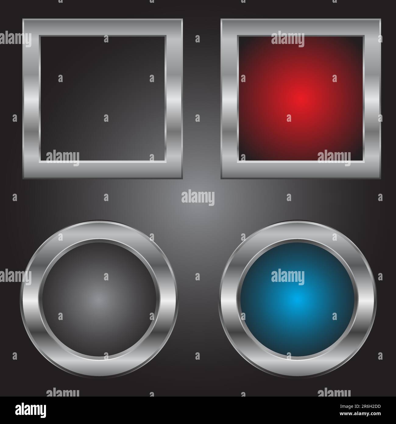 Quadri di metallo quadrati e cerchi Illustrazione Vettoriale