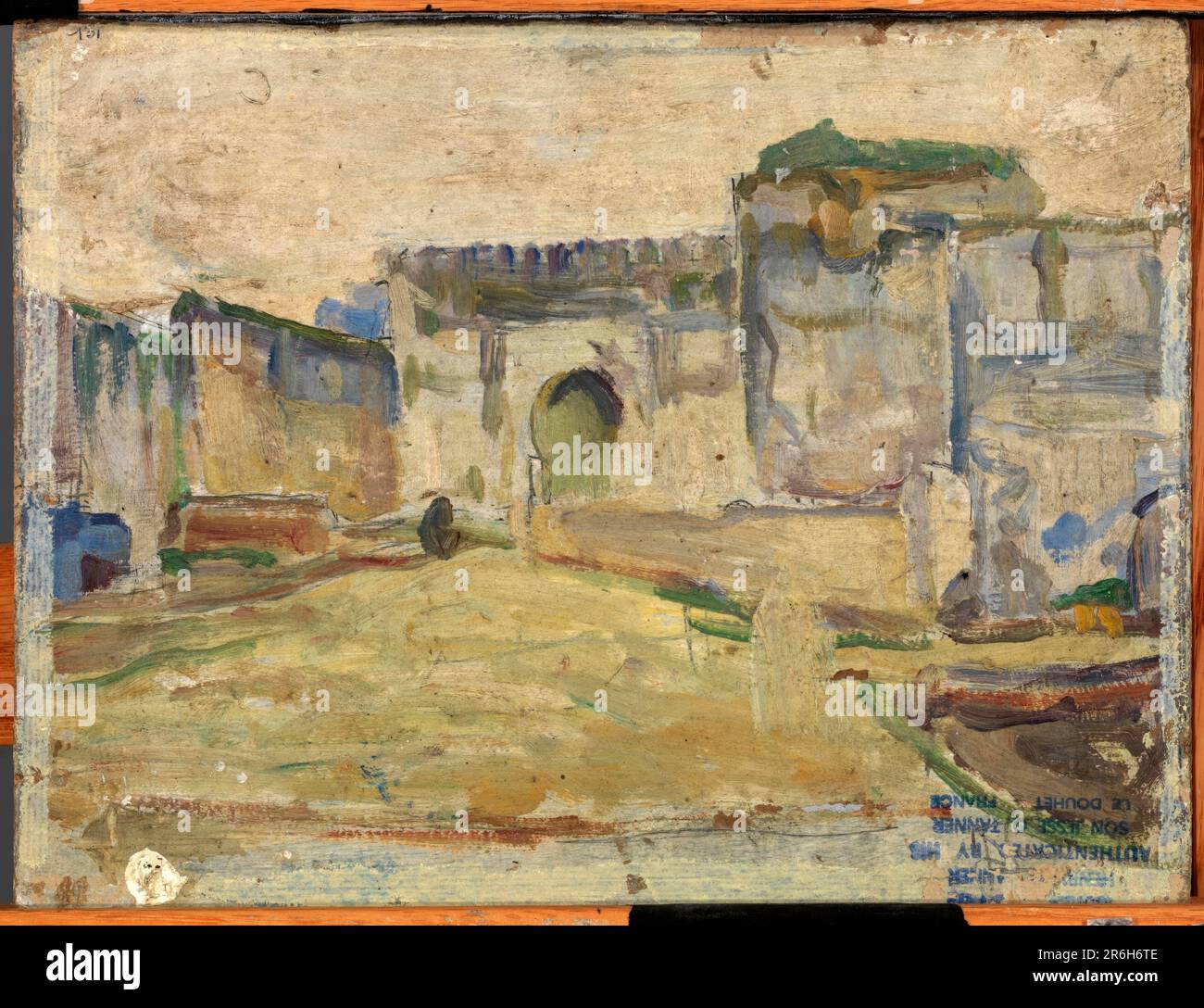 Street Scene, Tangeri (architettura merlata). Data: CA. 1910. Olio su cartone. Museo: Smithsonian American Art Museum. Foto Stock