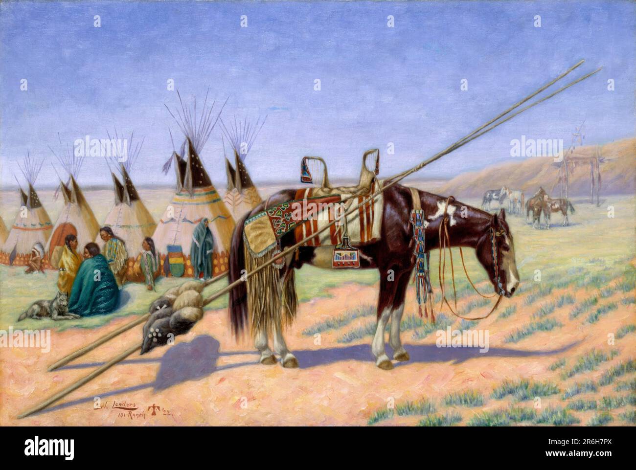 Indiani a Camp al ranch 101. olio su tela. Data: 1922. Museo: Smithsonian American Art Museum. Foto Stock