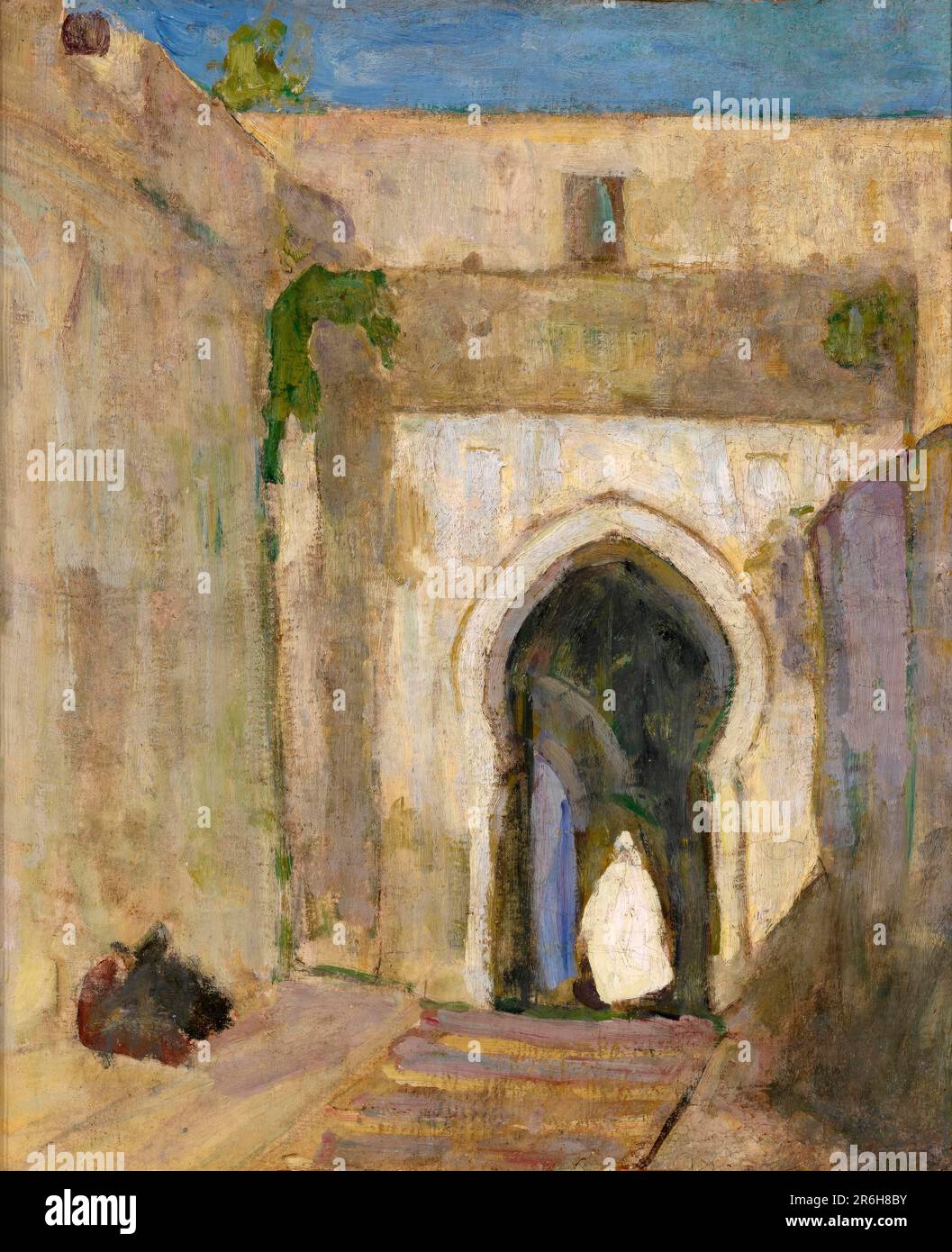 Gateway, Tangeri. Data: CA. 1910. olio su compensato. Museo: Smithsonian American Art Museum. Foto Stock