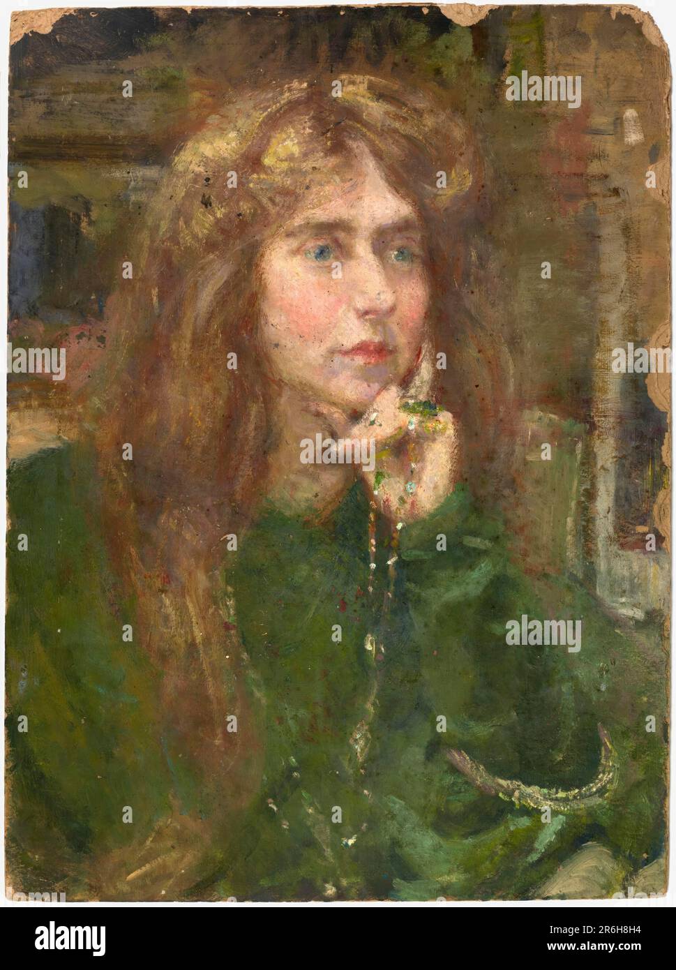 Natalie con collana. Data: CA. 1900. olio su cartone. Museo: Smithsonian American Art Museum. Natalie Clifford Barney. Foto Stock