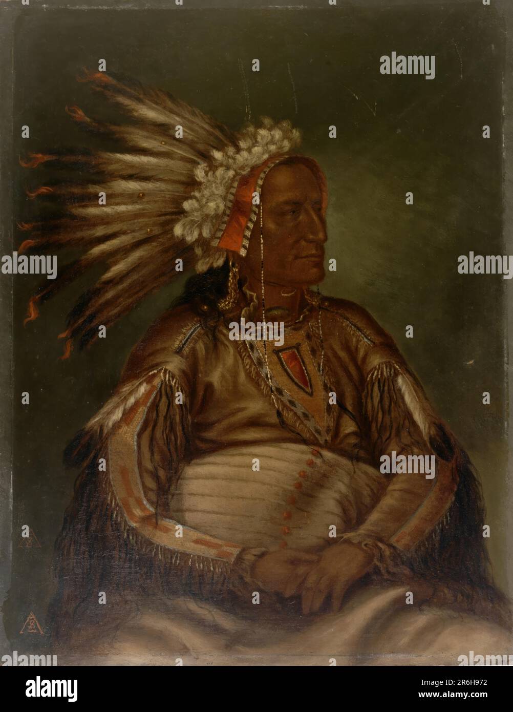 O-mata-ah-luta (Plume Rosso). Data: CA. 1887. Olio su cartone. Museo: Smithsonian American Art Museum. Foto Stock