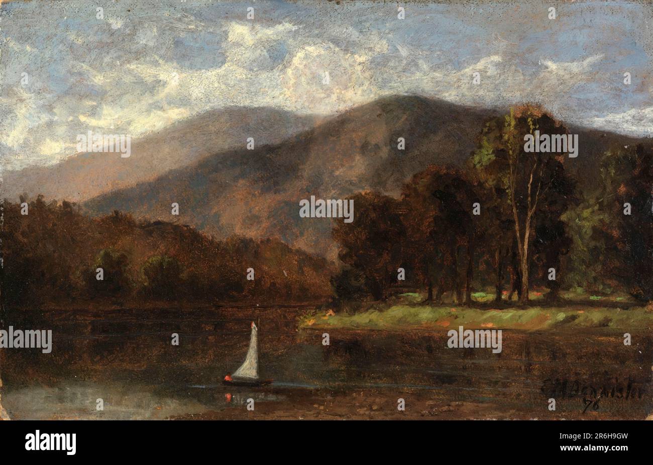 Senza titolo (barca a vela in fiume). Data: 1876. olio a bordo. Museo: Smithsonian American Art Museum. Foto Stock