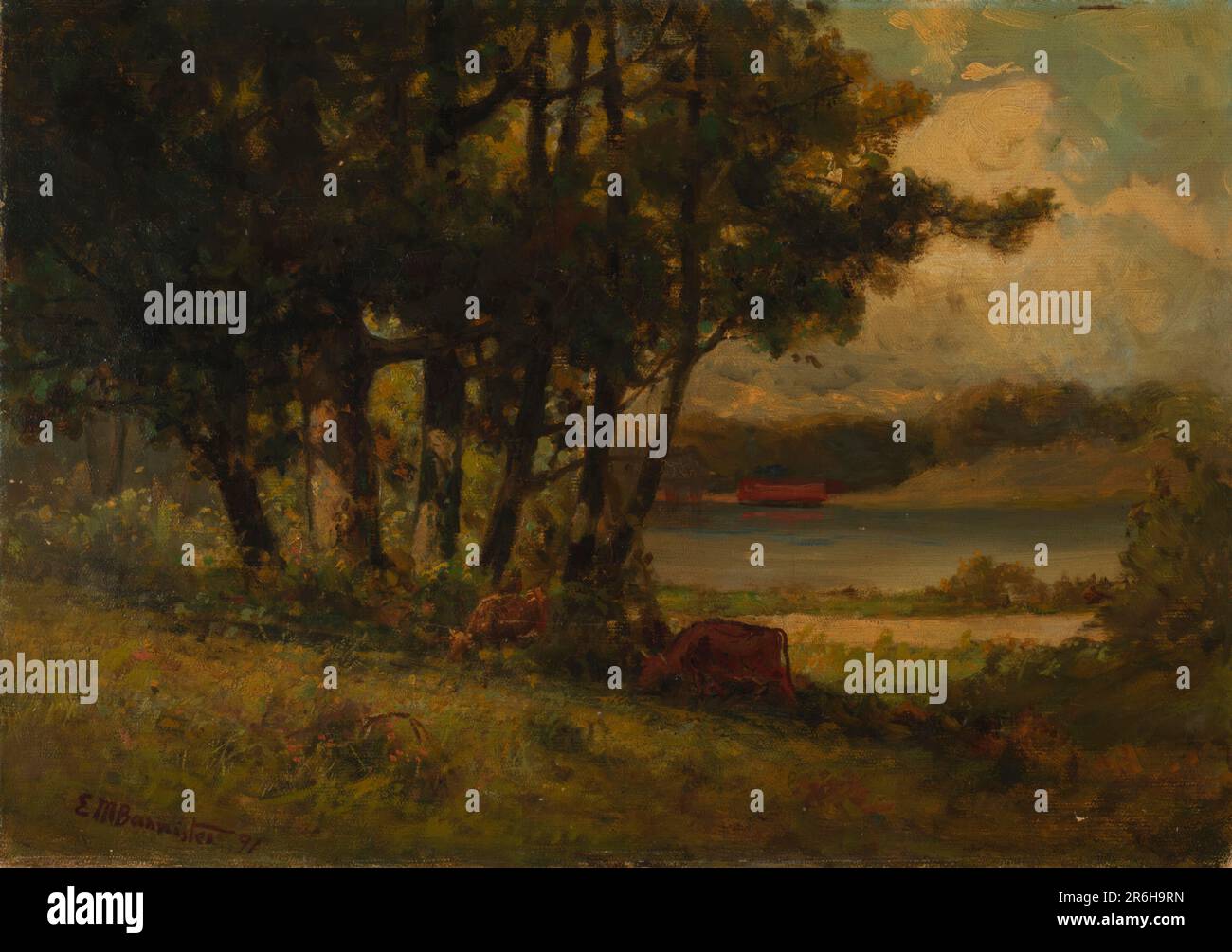 Senza titolo (paesaggio con mucche che pascolo vicino al fiume). Data: 1891. olio su tela montato su compensato. Museo: Smithsonian American Art Museum. Foto Stock