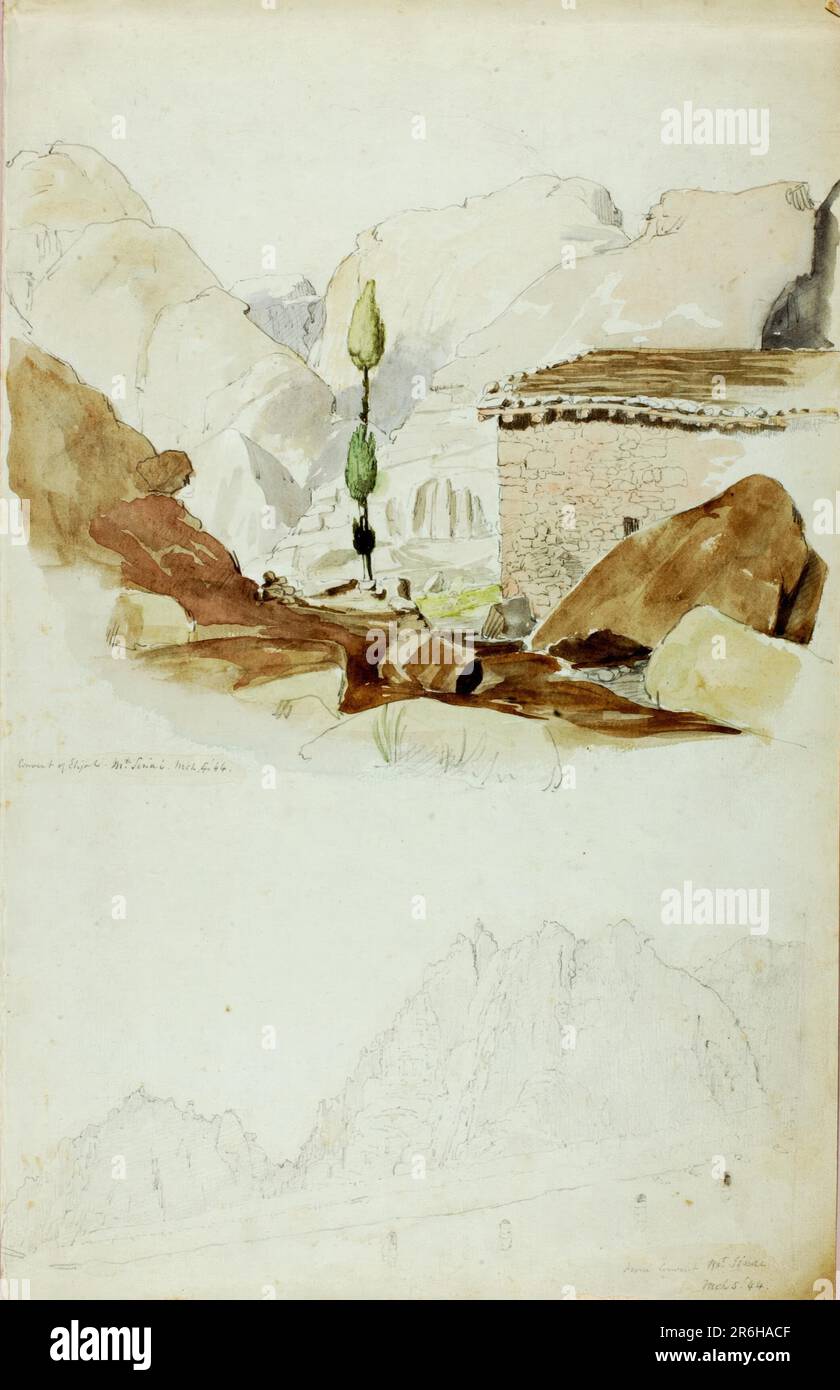 Convento di Elia, Mt. Sinai. Data: 1844. acquerello e matita su carta. Museo: Smithsonian American Art Museum. Foto Stock