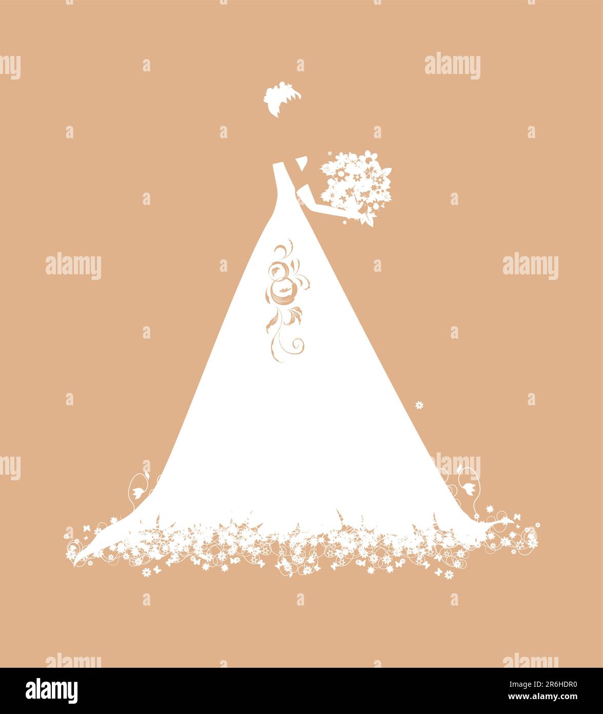 Sposa in abito da sposa bianco con bouquet Illustrazione Vettoriale Sposa in abito da sposa bianco con bouquet Illustrazione Vettoriale