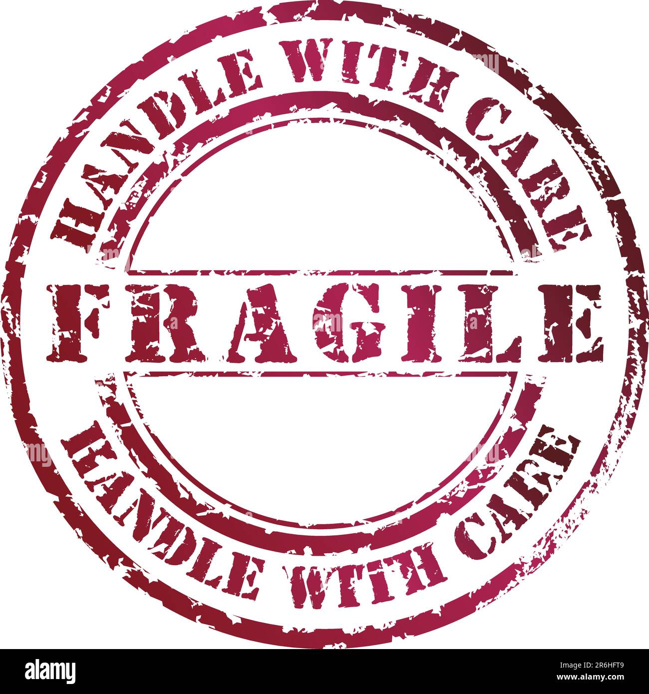 Timbro Vector fragile con inchiostro rosso Illustrazione Vettoriale