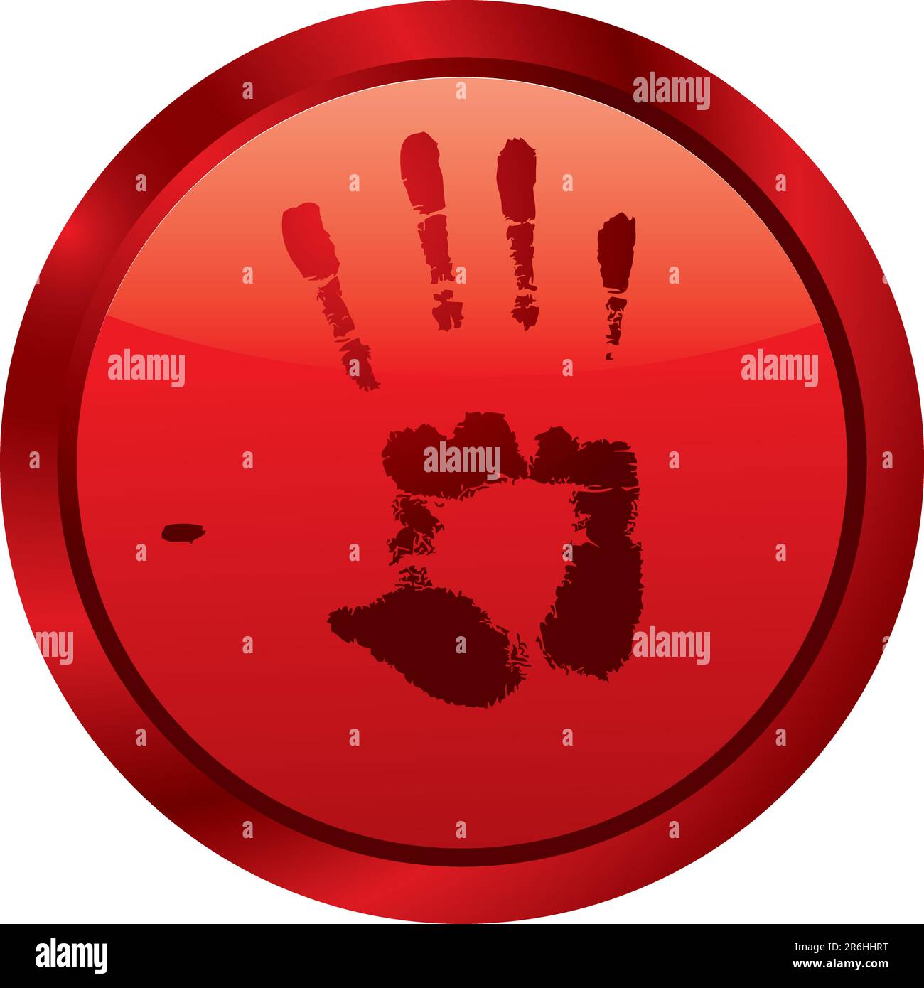 l'impressione di una mano su un pulsante rosso Illustrazione Vettoriale