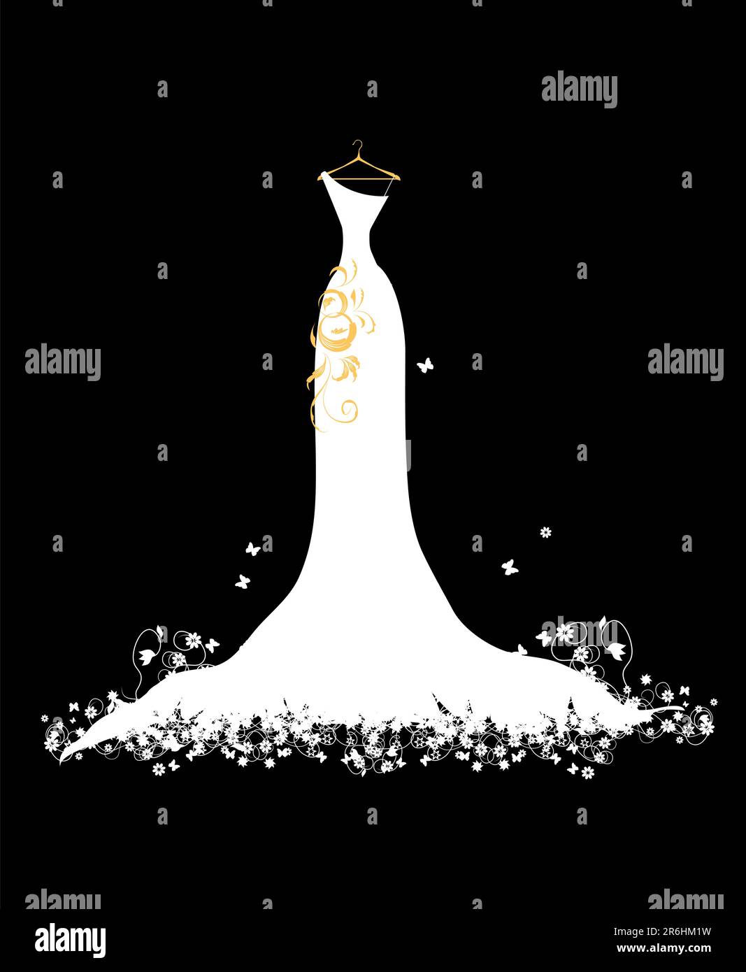 Abito da sposa bianco su staffe Illustrazione Vettoriale Abito da sposa bianco su staffe Illustrazione Vettoriale
