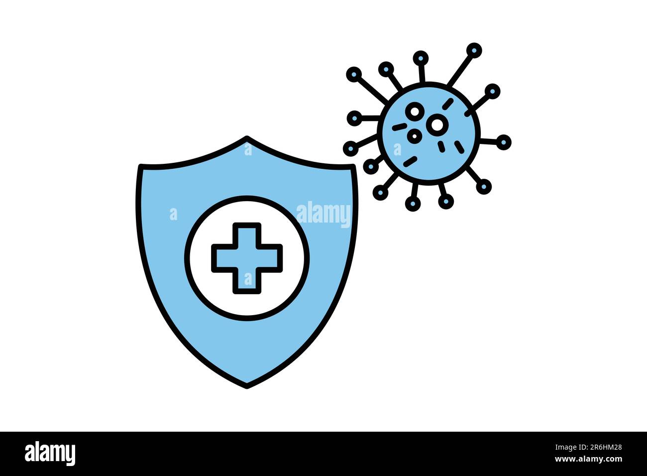 icona di protezione dai virus. icona relativa a immunitario, influenza germe, antisettico, scudo igienico. Design a icone a due tonalità. Semplice disegno vettoriale modificabile Illustrazione Vettoriale