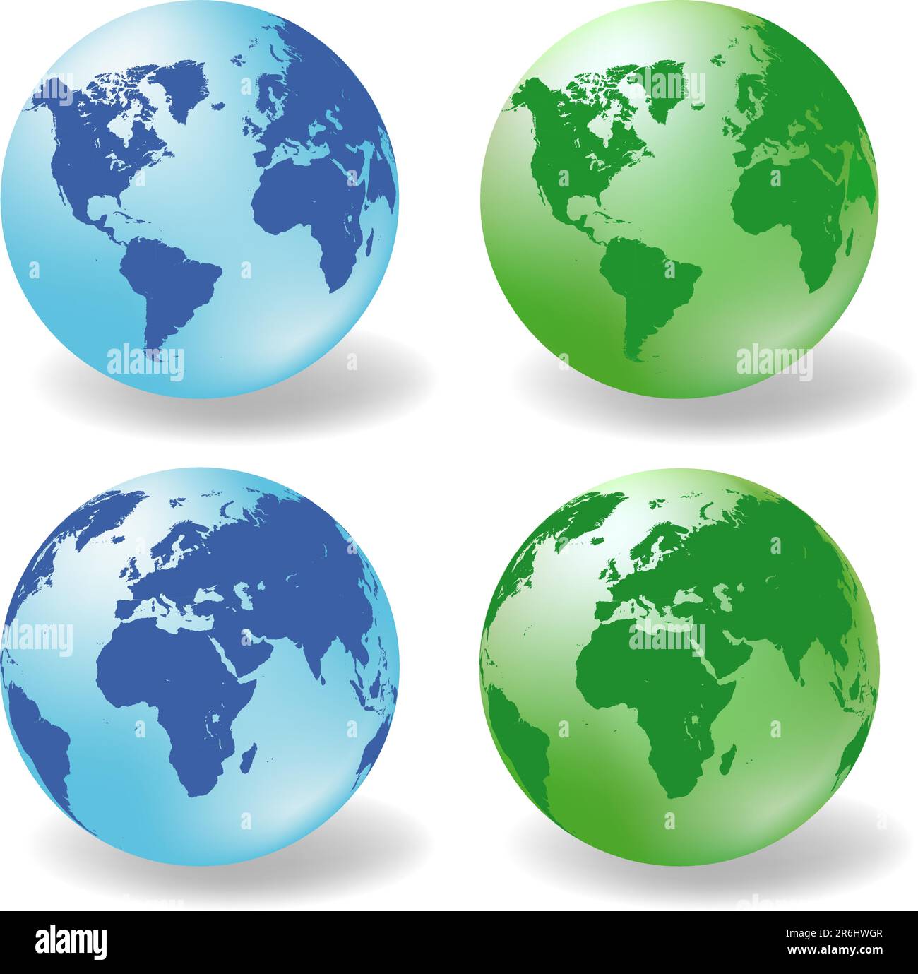 Vettore Glossy Earth Globes Illustrazione Vettoriale