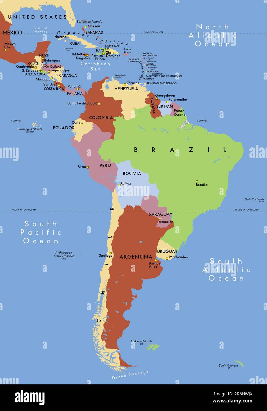 Sud america. Illustrazione Vettoriale