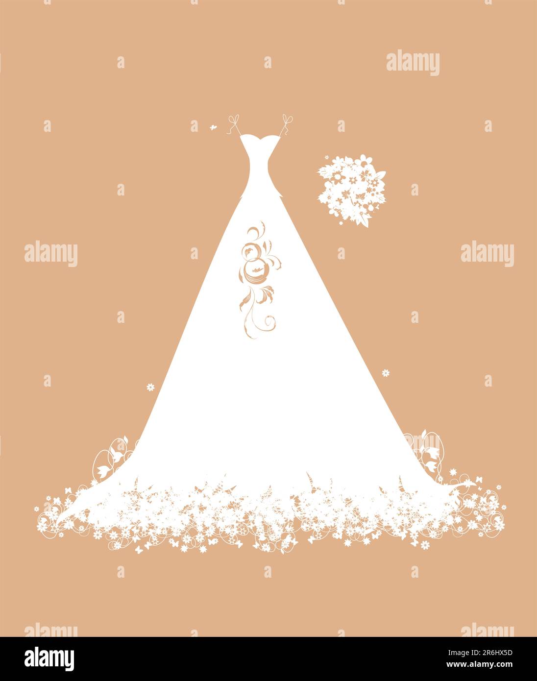 Abito da sposa bianco su staffe Illustrazione Vettoriale Abito da sposa bianco su staffe Illustrazione Vettoriale