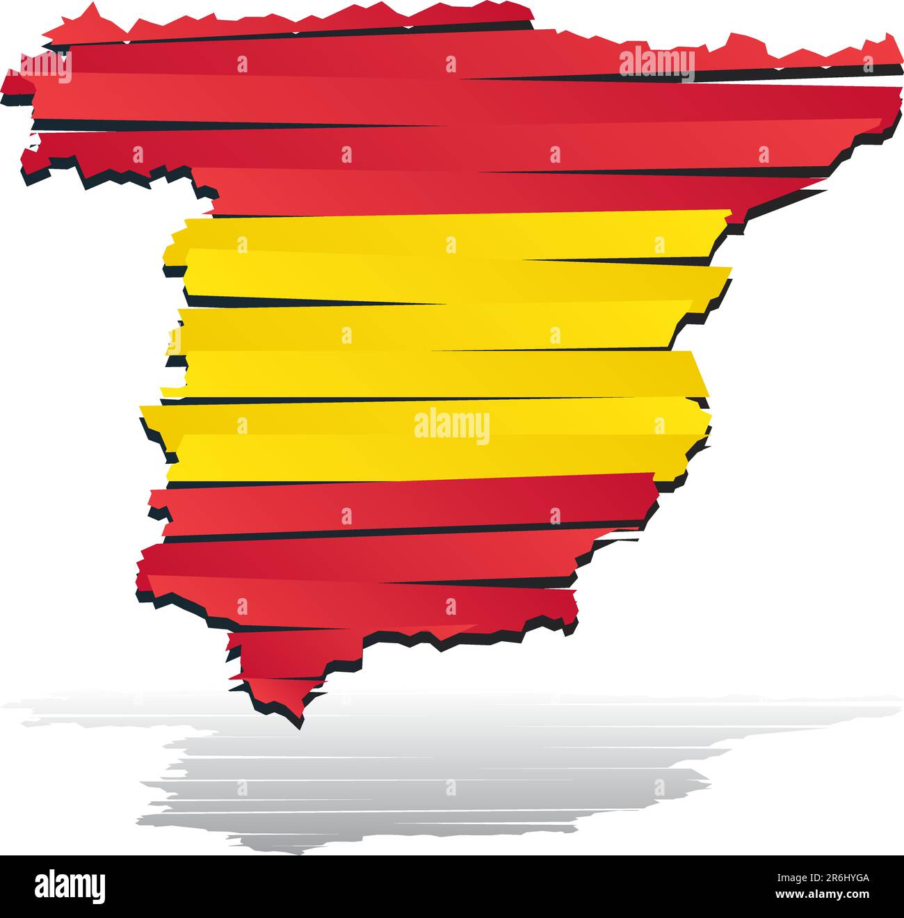 Vettore di astratta mappa a colori di Spagna paese colorato da bandiera nazionale Illustrazione Vettoriale