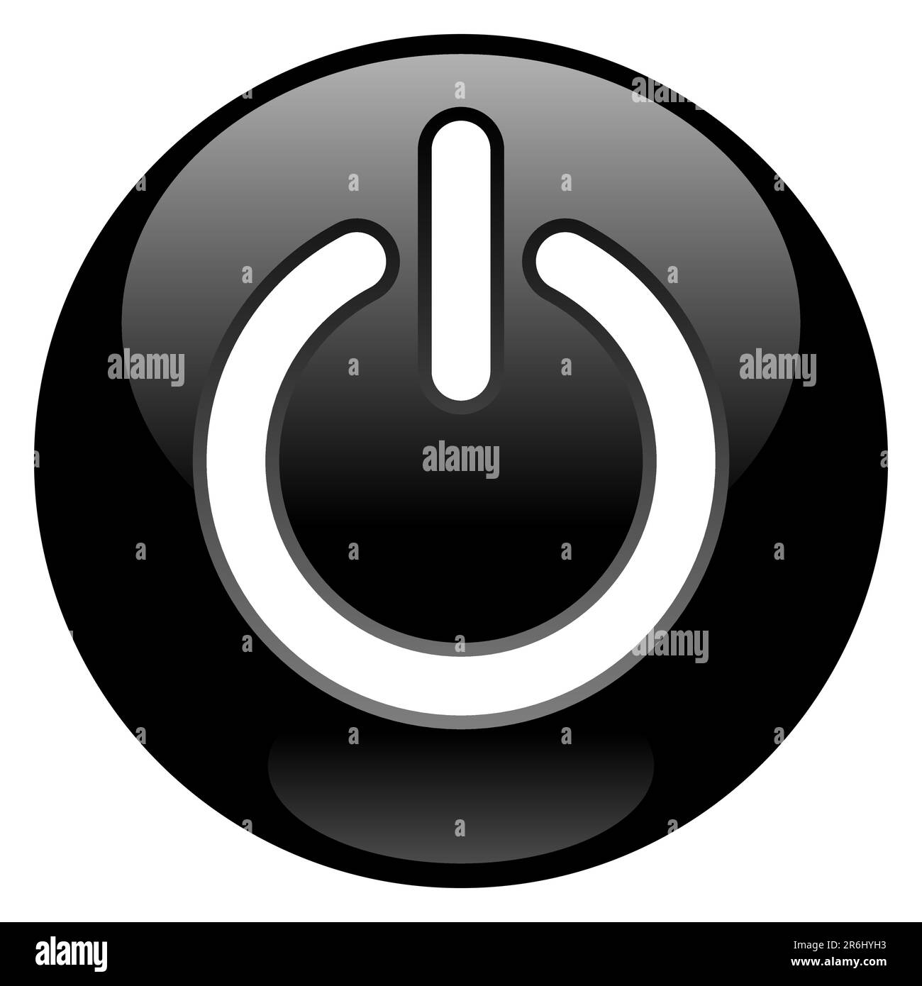 Pulsante di accensione nero su sfondo bianco Illustrazione Vettoriale