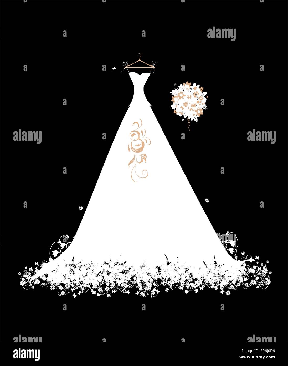 Abito da sposa bianco su staffe Illustrazione Vettoriale Abito da sposa bianco su staffe Illustrazione Vettoriale