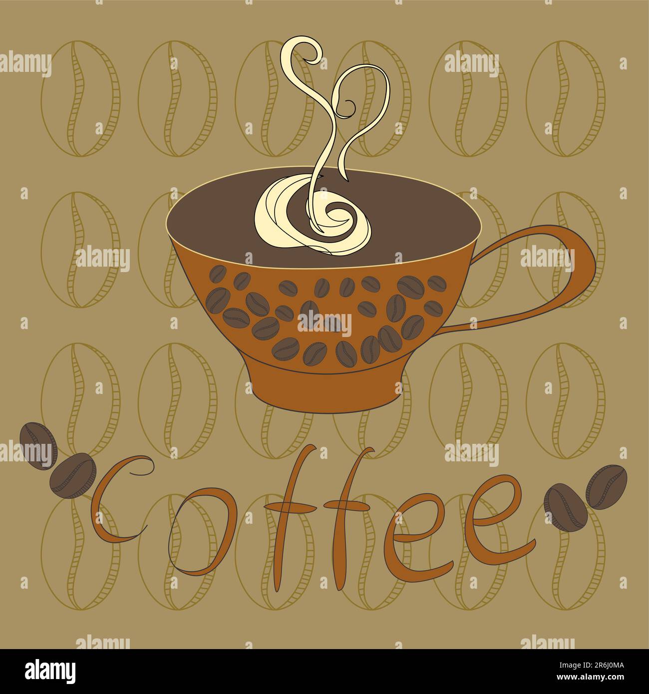 Modello stilizzato con una tazza di caffè Illustrazione Vettoriale