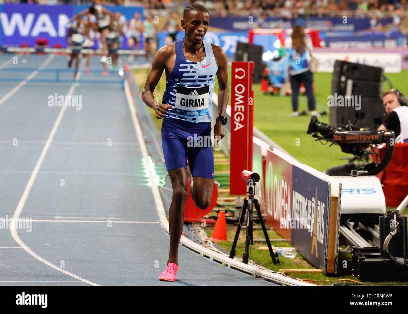 Parigi, Francia. 9th giugno, 2023. Lamecha Girma dell'Etiopia compete durante la steeplechase maschile del 3000m al Diamond League Athletics Meeting di Parigi, in Francia, 9 giugno 2023. Credit: RIT Heise/Xinhua/Alamy Live News Foto Stock