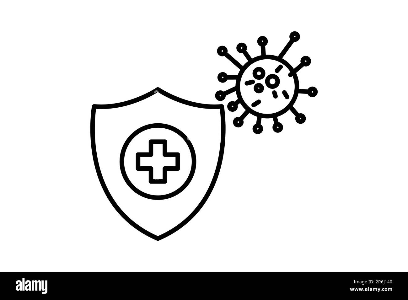 icona di protezione dai virus. icona relativa a immunitario, influenza germe, antisettico, scudo igienico . Design stile icona linea. Semplice disegno vettoriale modificabile Illustrazione Vettoriale