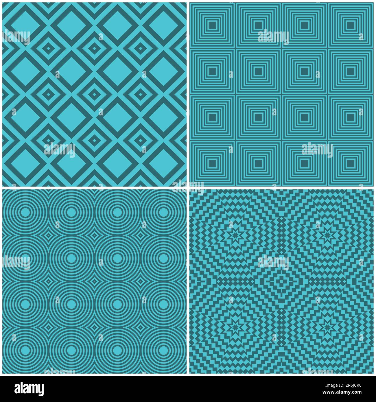 Raccolta di quattro piastrelle senza giunture sfondi rétro Illustrazione Vettoriale