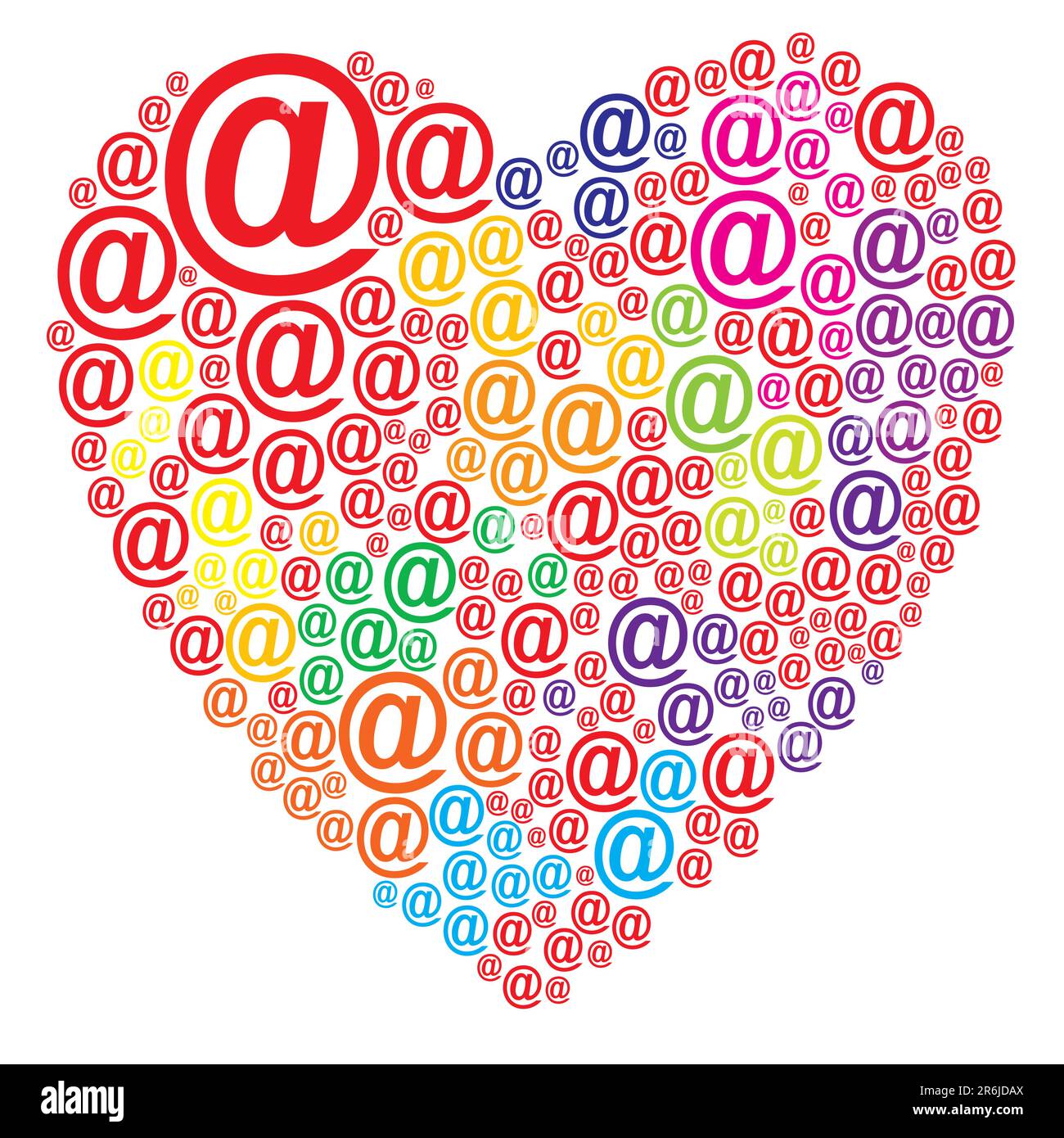 Amore colorato a forma di cuore realizzato con simboli @ online Illustrazione Vettoriale