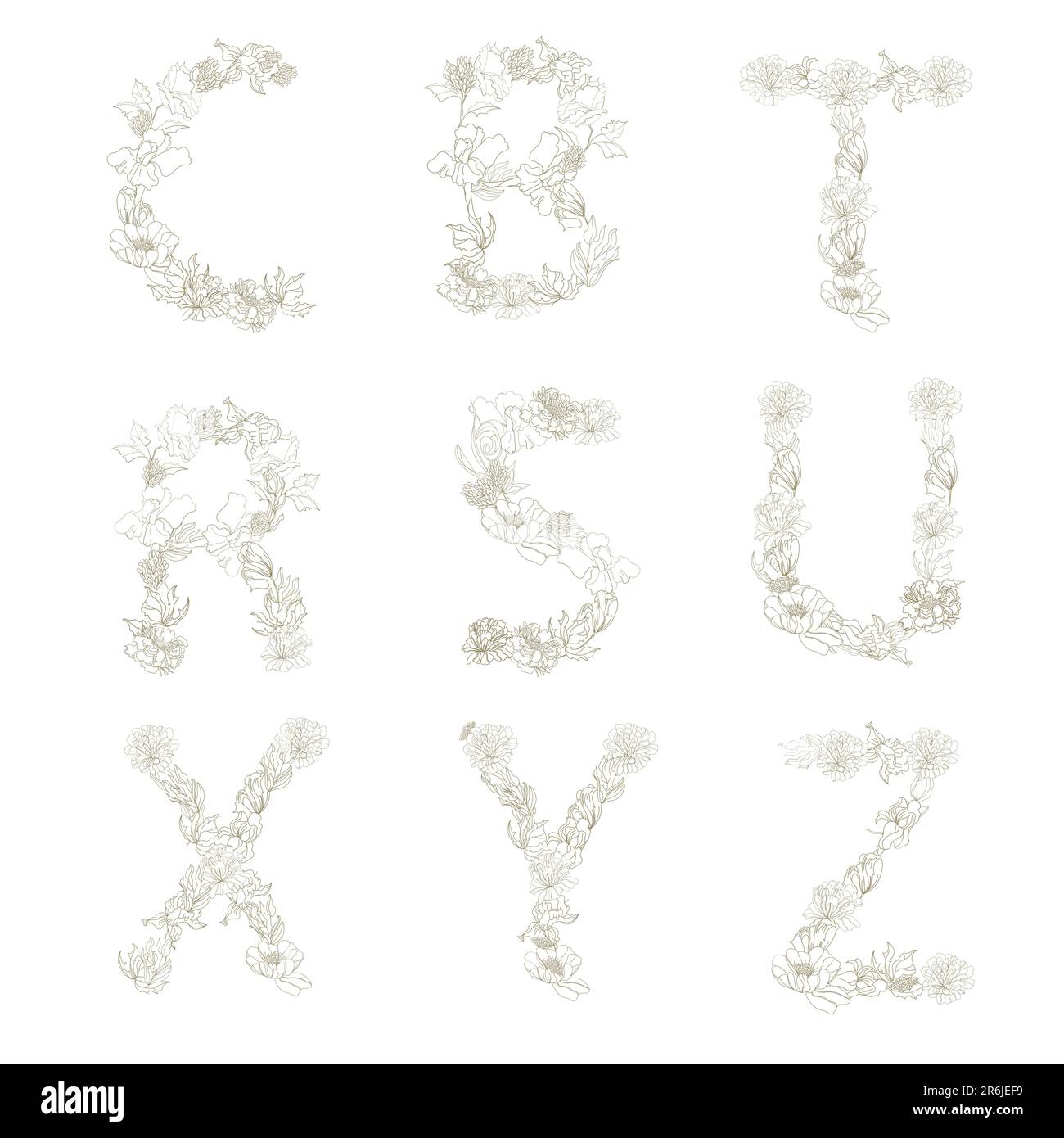 Lettere decorative, set 1 Illustrazione Vettoriale