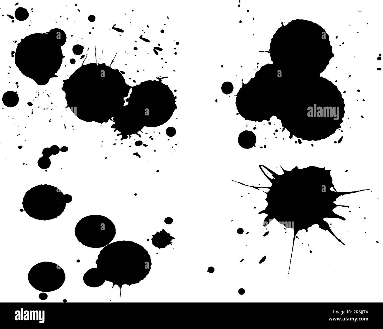 4 schizzi neri su strati separati. Lo sfondo è trasparente e può essere sovrapposto ad altre illustrazioni o immagini. Illustrazione Vettoriale
