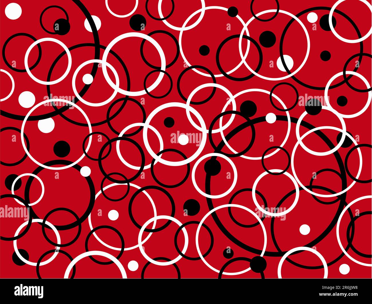 Cerchi in rosso Cristmans - Design natalizio bianco e nero su sfondo rosso Illustrazione Vettoriale
