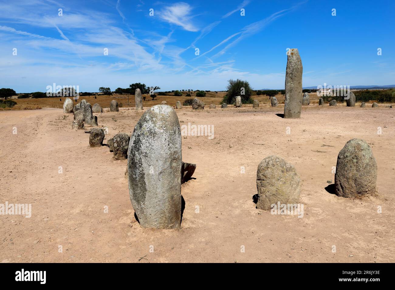 Xeres Cromlech, sito megalitico, Monsaraz, Alentejo, Portogallo, Europa Foto Stock