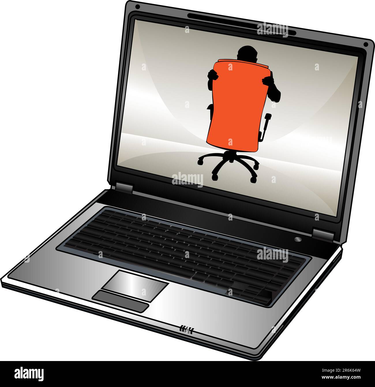 Silhouette vettoriale di uomo d'affari e notebook aperto Illustrazione Vettoriale