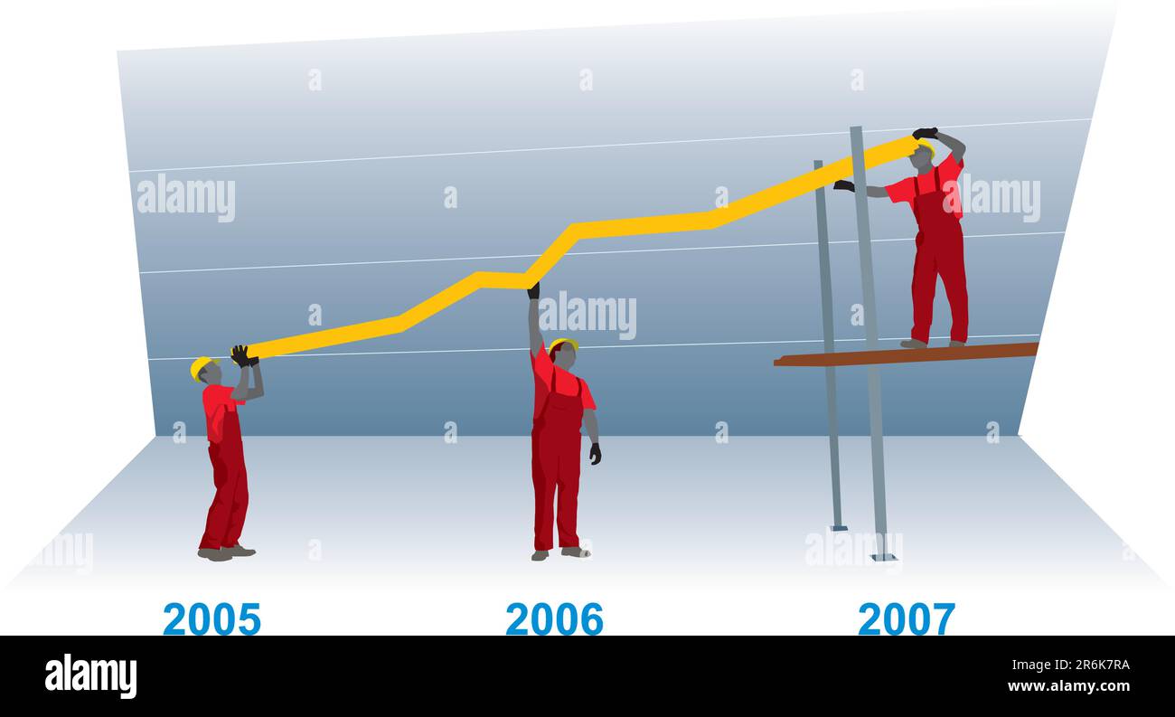 Costruzione la crescita e il successo aziendale grafico che rappresenta il successo e la crescita (vector) Illustrazione Vettoriale