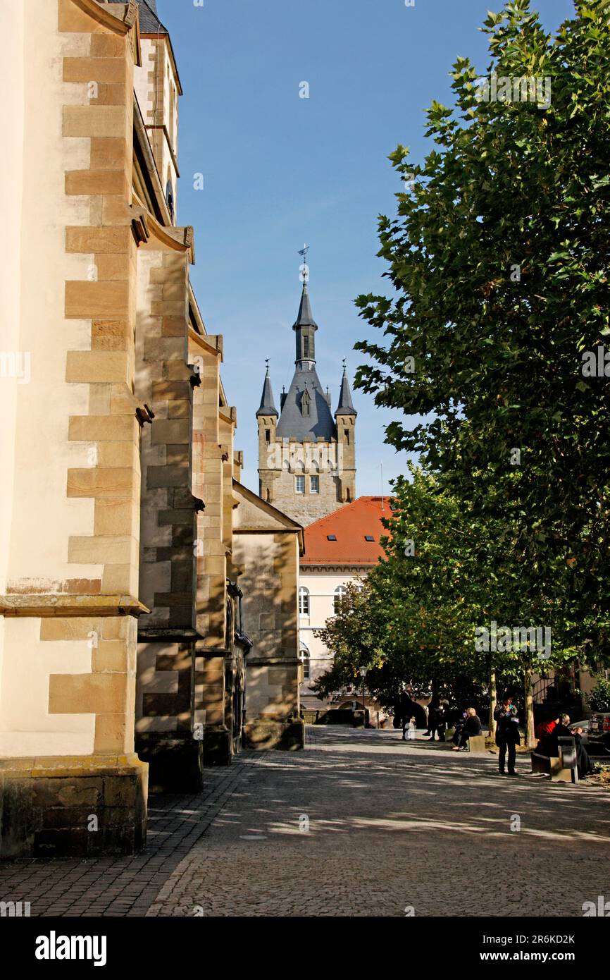 Chiesa protestante, Torre Blu, Bad Wimpfen, Baden-Wuerttemberg, Germania Foto Stock