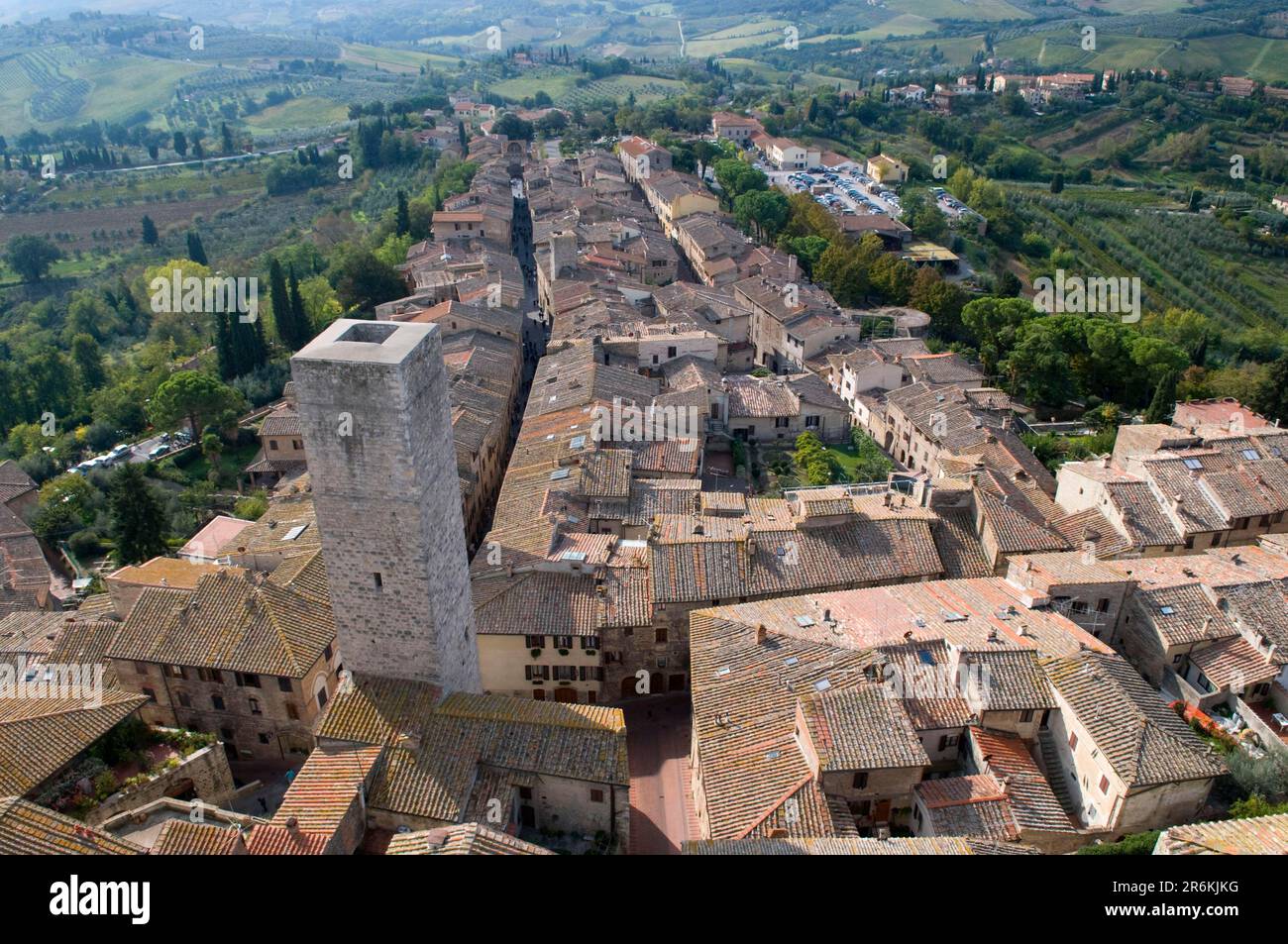 Vista di San Gimignano, Toscana, Italia Foto Stock