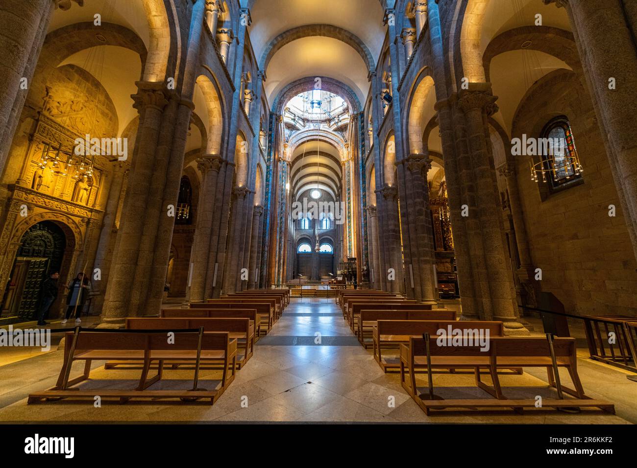 Interno della Cattedrale, Santiago di Compostela, Patrimonio dell'Umanità dell'UNESCO, Galizia, Spagna, Europa Foto Stock