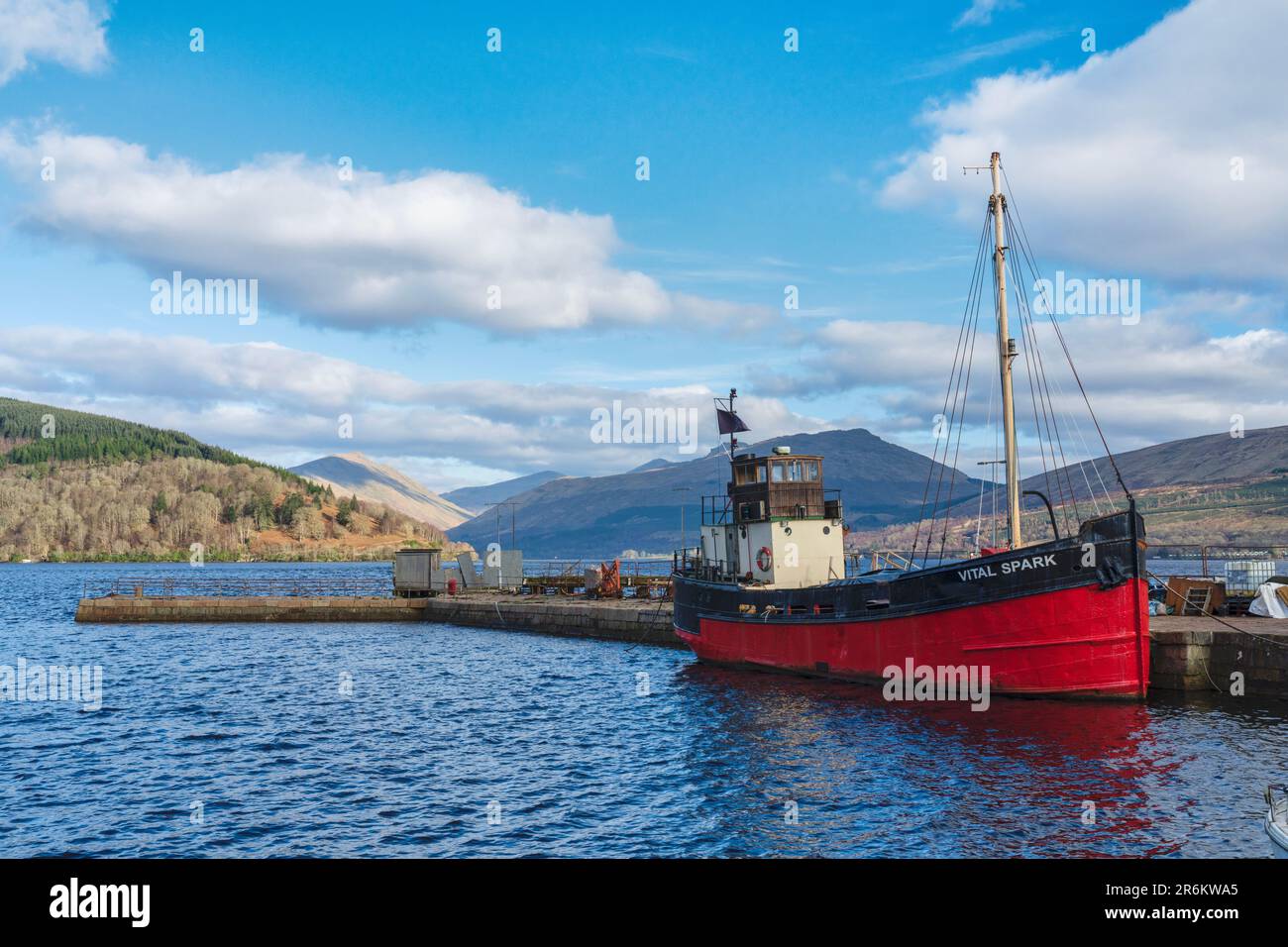 Il Vital Spark ormeggiato a Inverary, Loch Fyne, Argyll e Bute, Scozia, Regno Unito, Europa Foto Stock