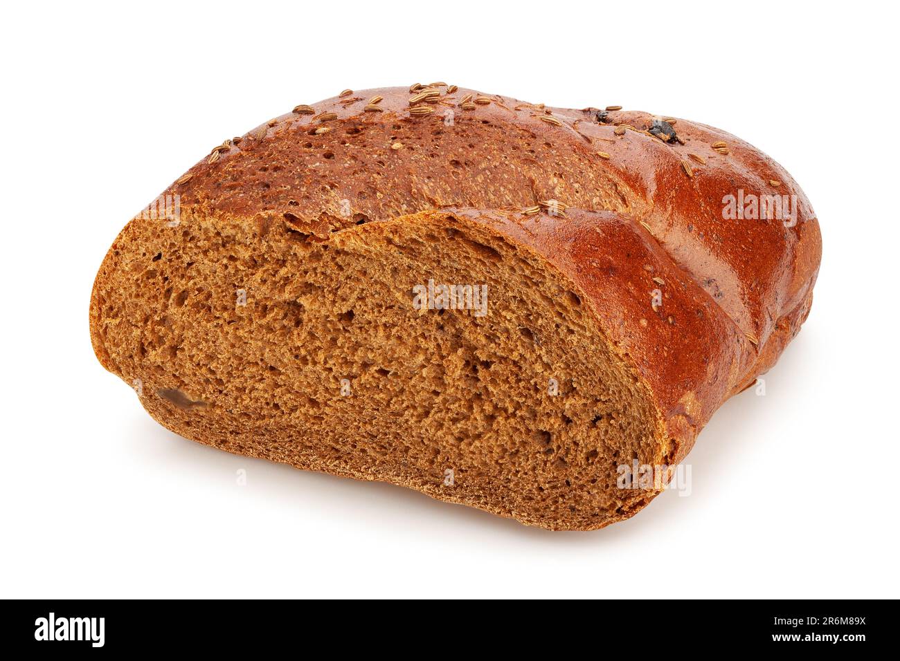 pane marrone a fette isolato su bianco Foto Stock