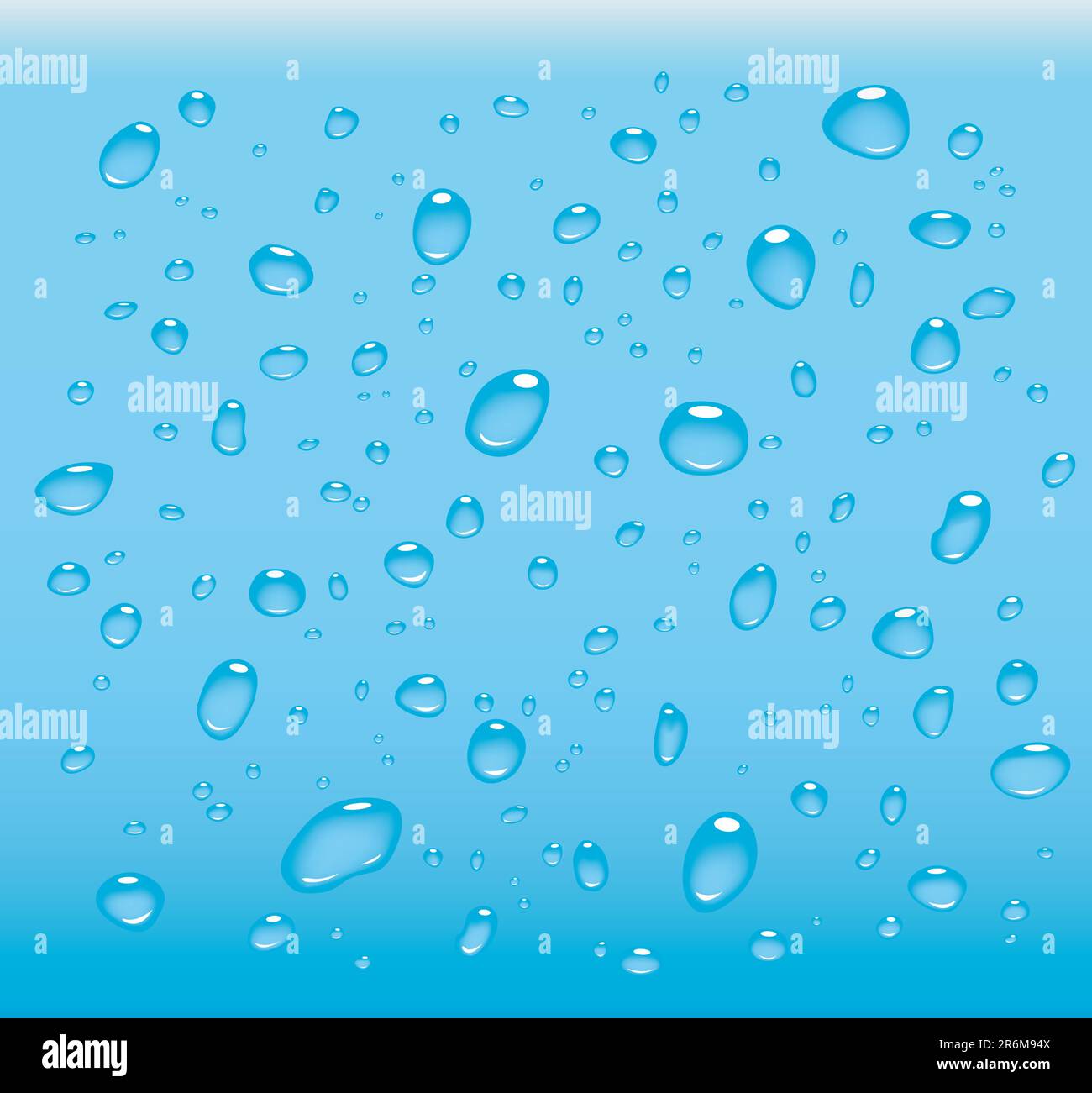gocce d'acqua trasparenti su sfondo azzurro Illustrazione Vettoriale