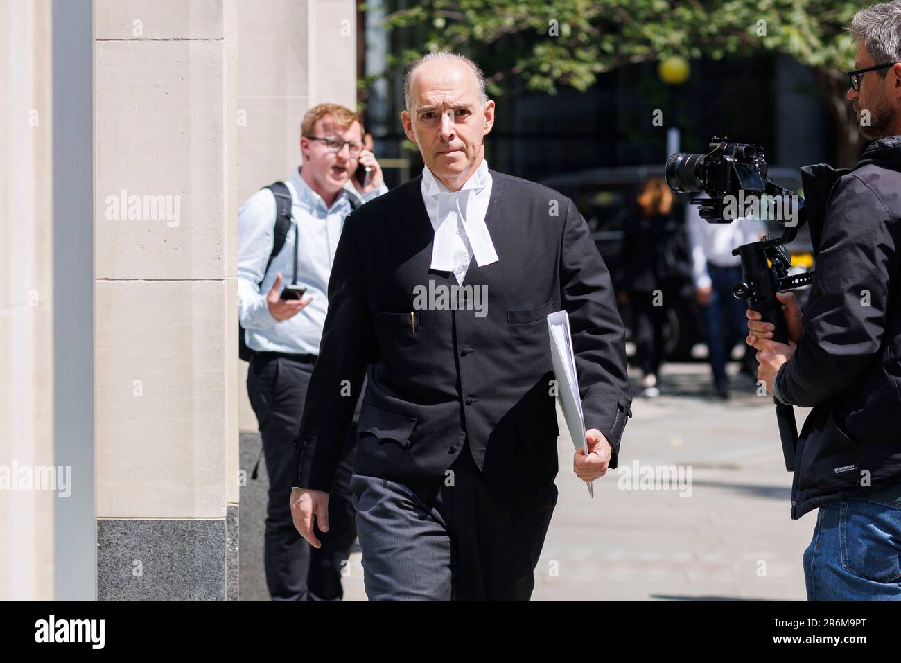 Andrew Green KC alla High Court oggi durante il terzo giorno di processo contro i quotidiani del Gruppo Mirror. Immagine ripresa il 7th giugno 2023. © Belinda Jiao Foto Stock