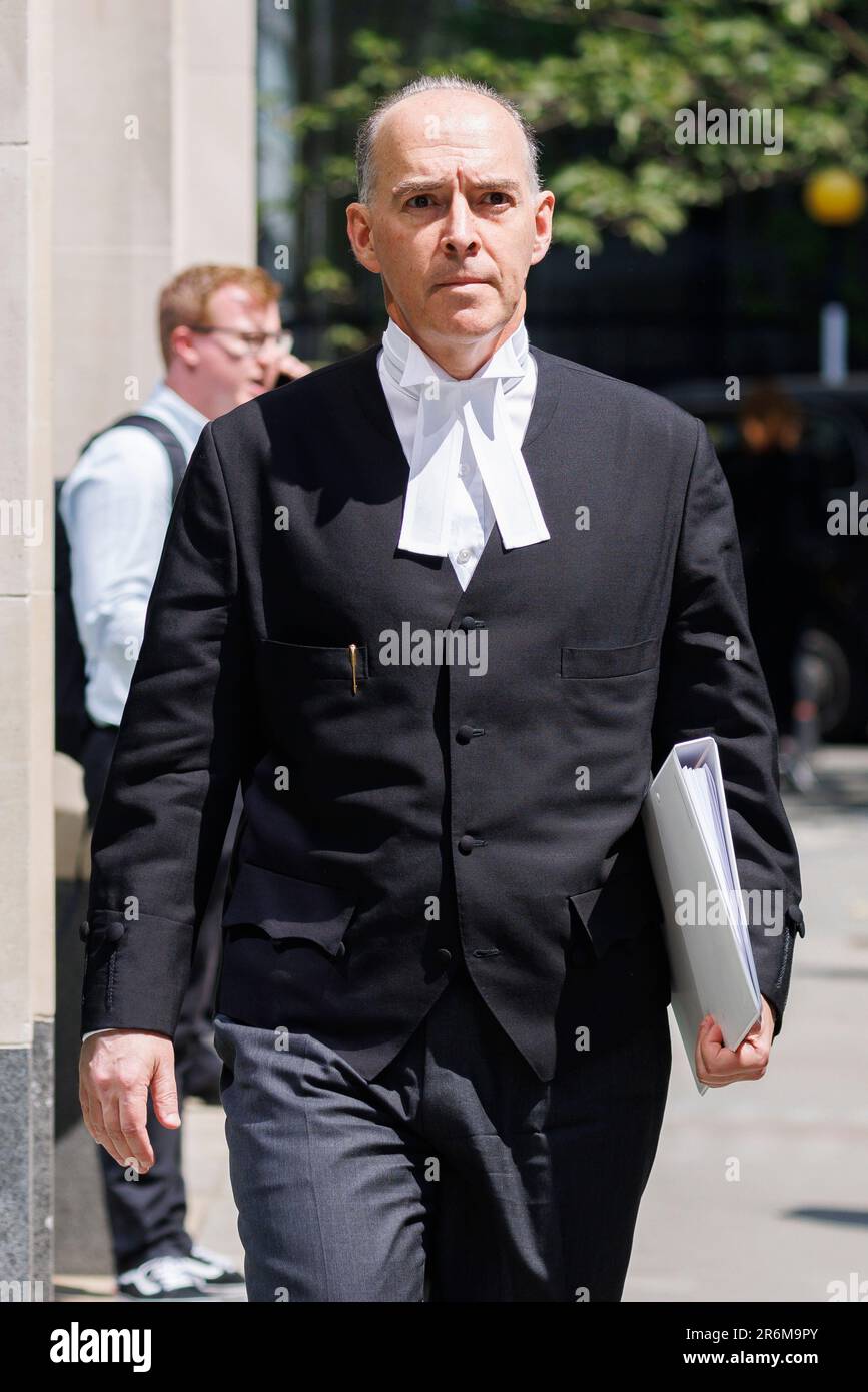 Andrew Green KC alla High Court oggi durante il terzo giorno di processo contro i quotidiani del Gruppo Mirror. Immagine ripresa il 7th giugno 2023. © Belinda Jiao Foto Stock