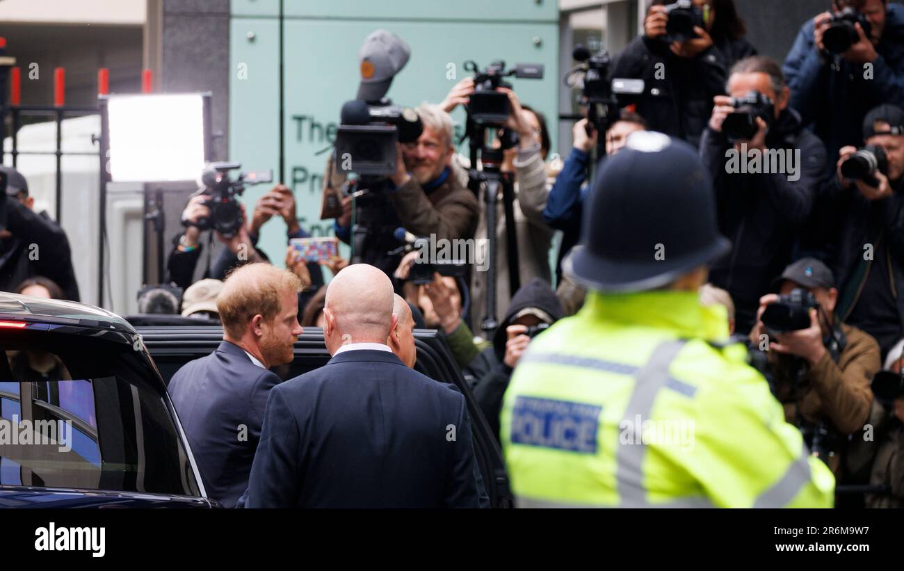 Il principe Harry arriva alla Corte alta questa mattina davanti al terzo giorno di processo contro i giornali del gruppo dello specchio. Immagine ripresa il 7th giugno 2023. © Foto Stock