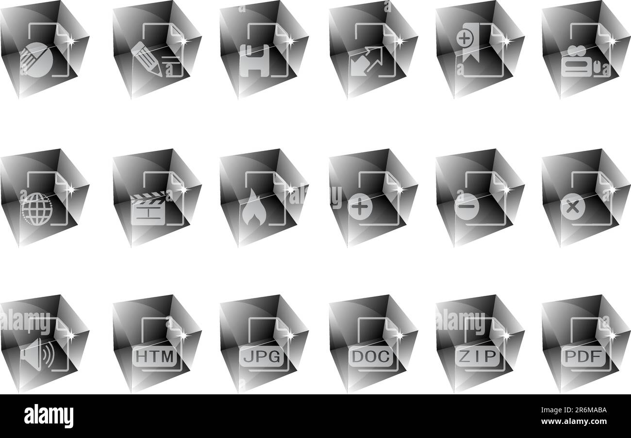 Icone dei formati documento e file ICE Illustrazione Vettoriale