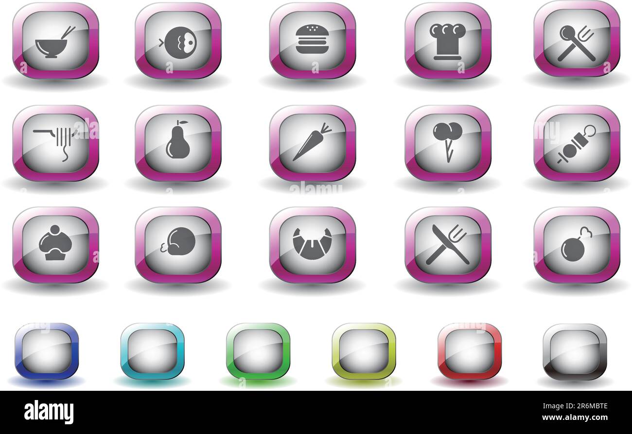 Serie TV icone del cibo e del ristorante Illustrazione Vettoriale